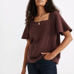 Madewell Square Neck Burgundy Top